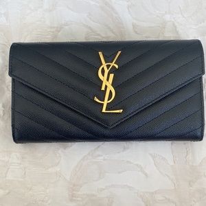 Saint Laurent Black Chevron Wallet